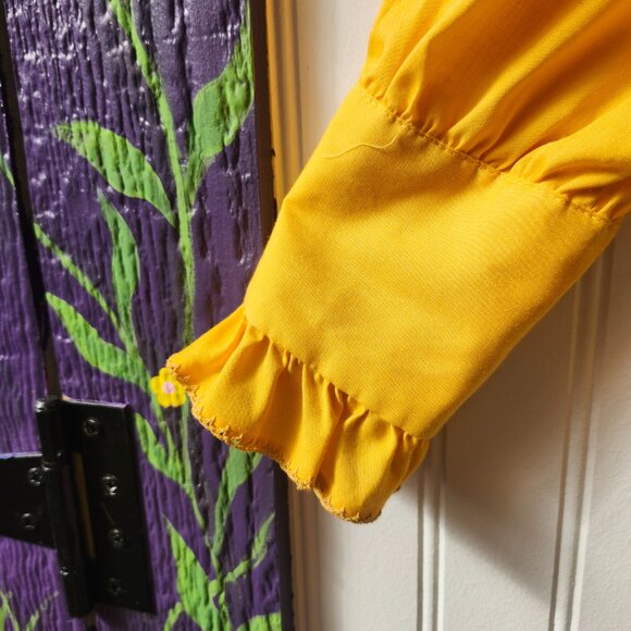 Vintage 1970's Bobbie Brook's Marigold Yellow Ruffle Bib Front Blouse - Picture 9 of 14